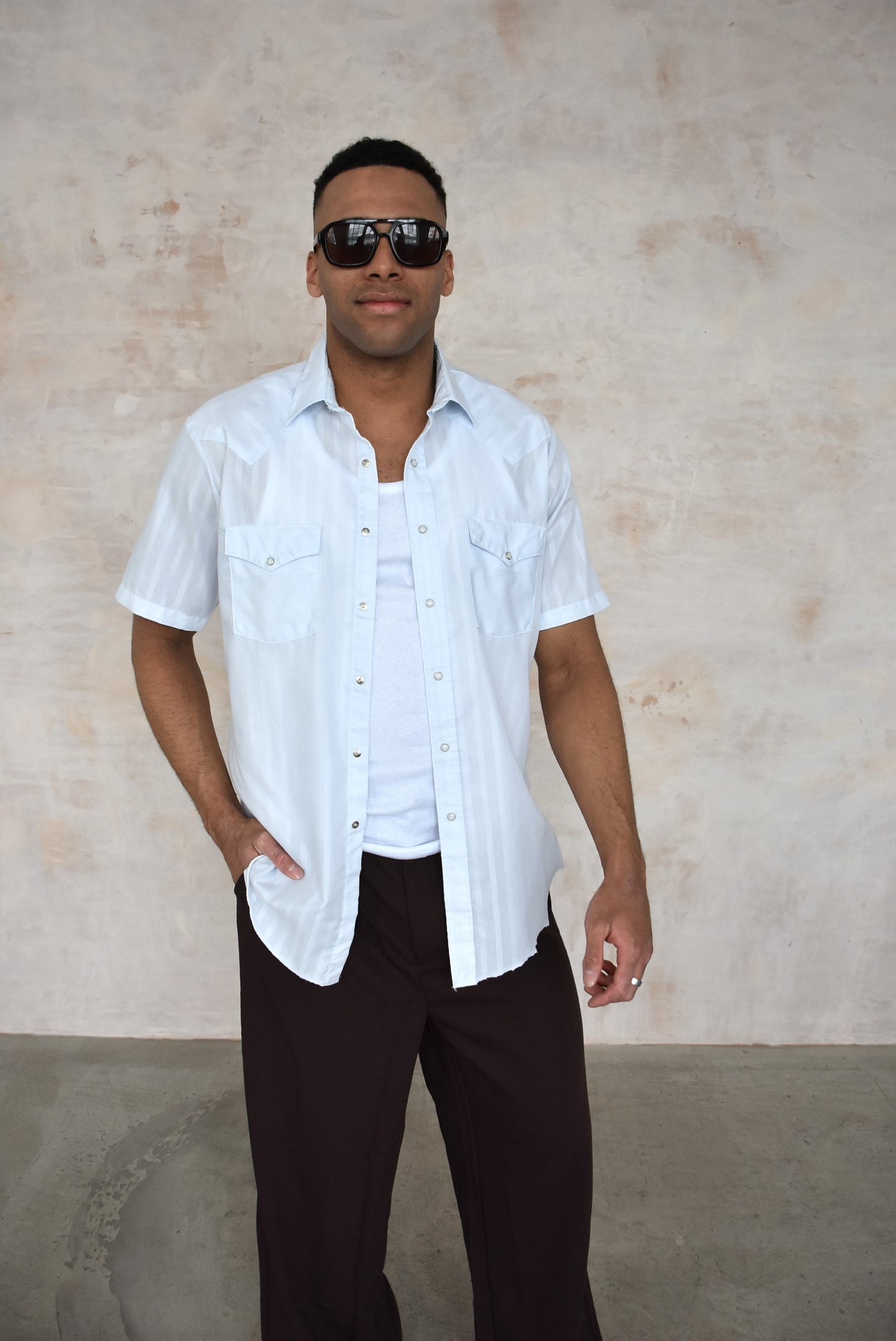 Vintage Blue Short Sleeved Shirt
