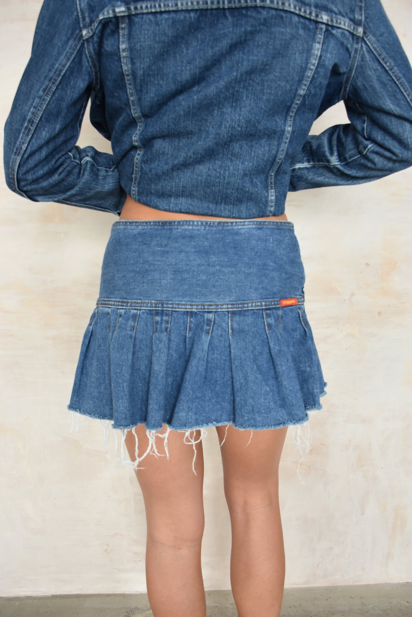 Vintage Denim Pleated Skirt