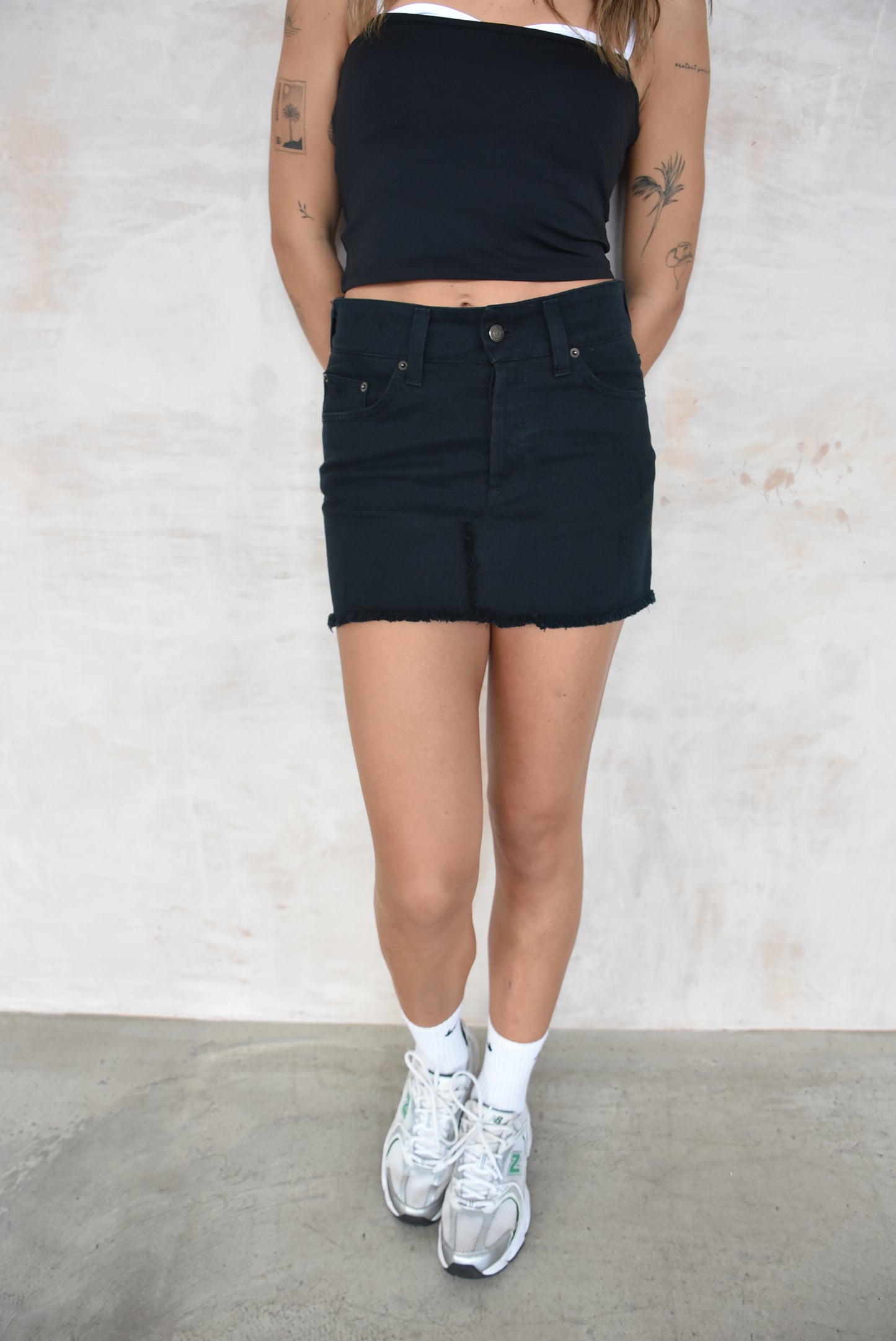 Vintage Denim Skirt in Black