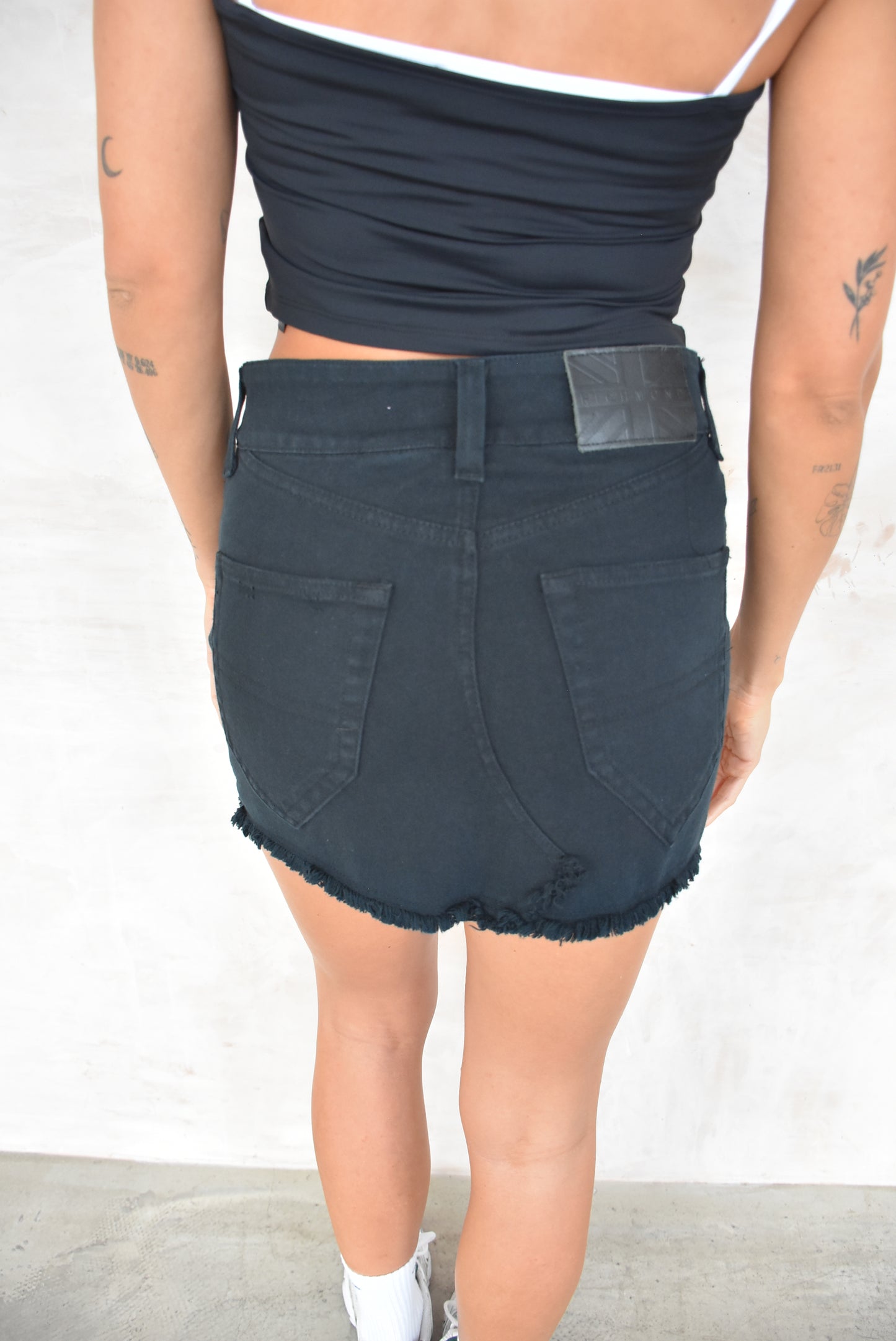 Vintage Denim Skirt in Black