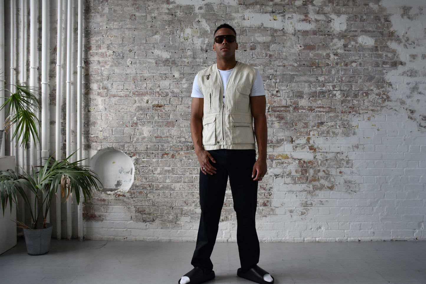 Vintage Cargo Gilet Vest in Sand