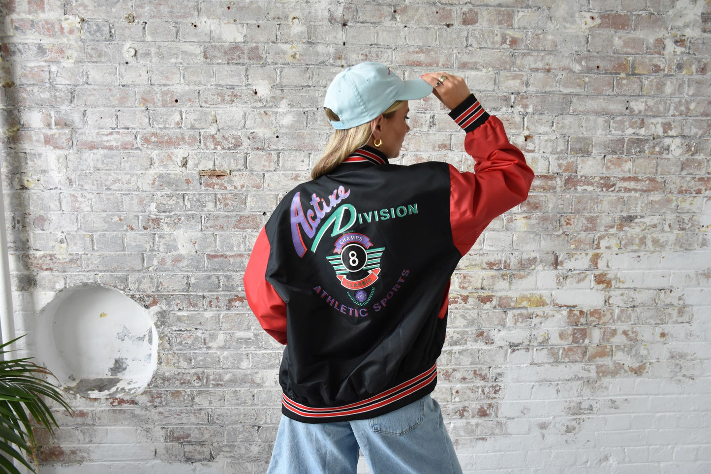 Vintage American Athletics Varsity Jacket in black and red