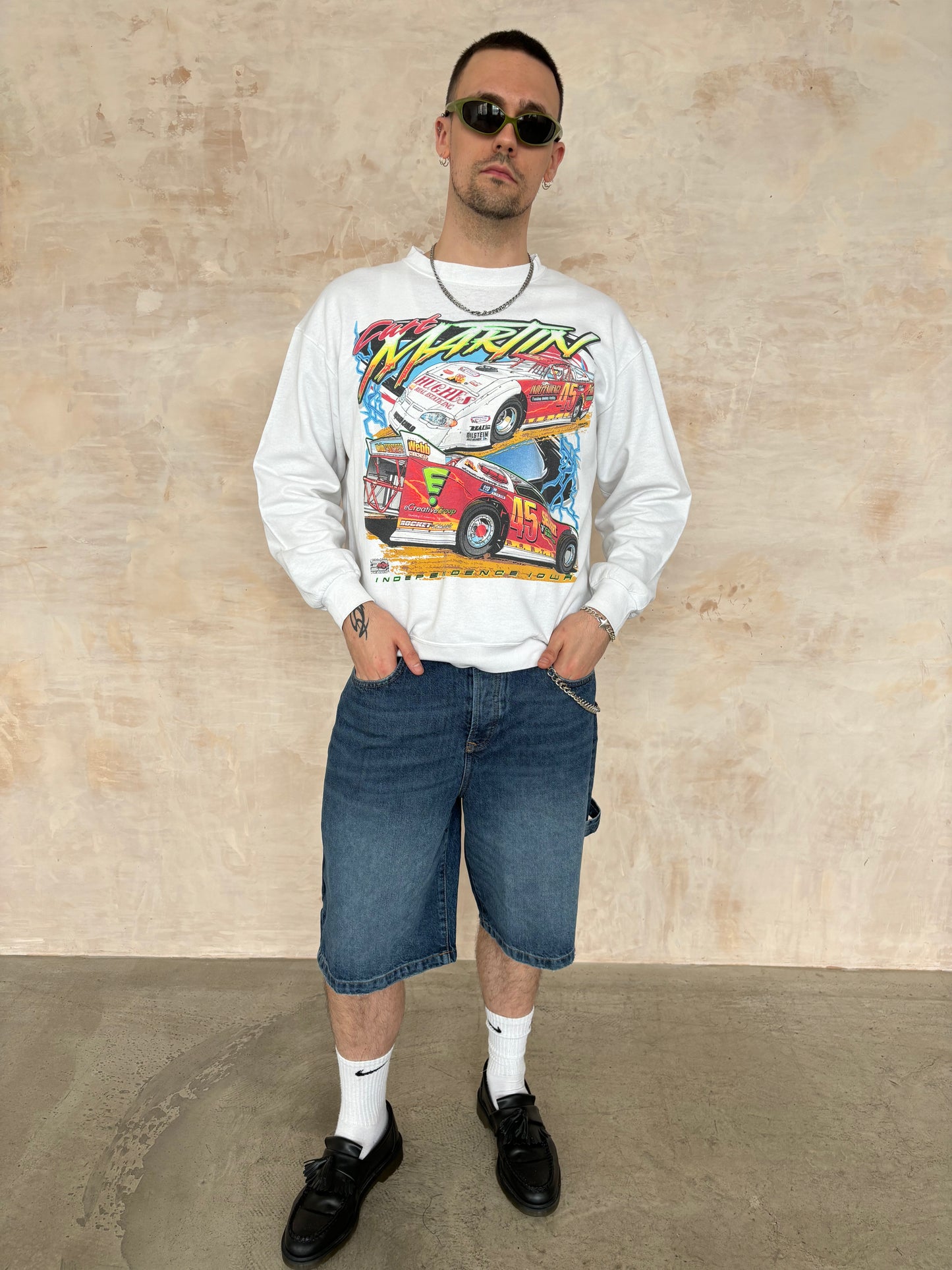 Vintage White Racer Sweatshirt