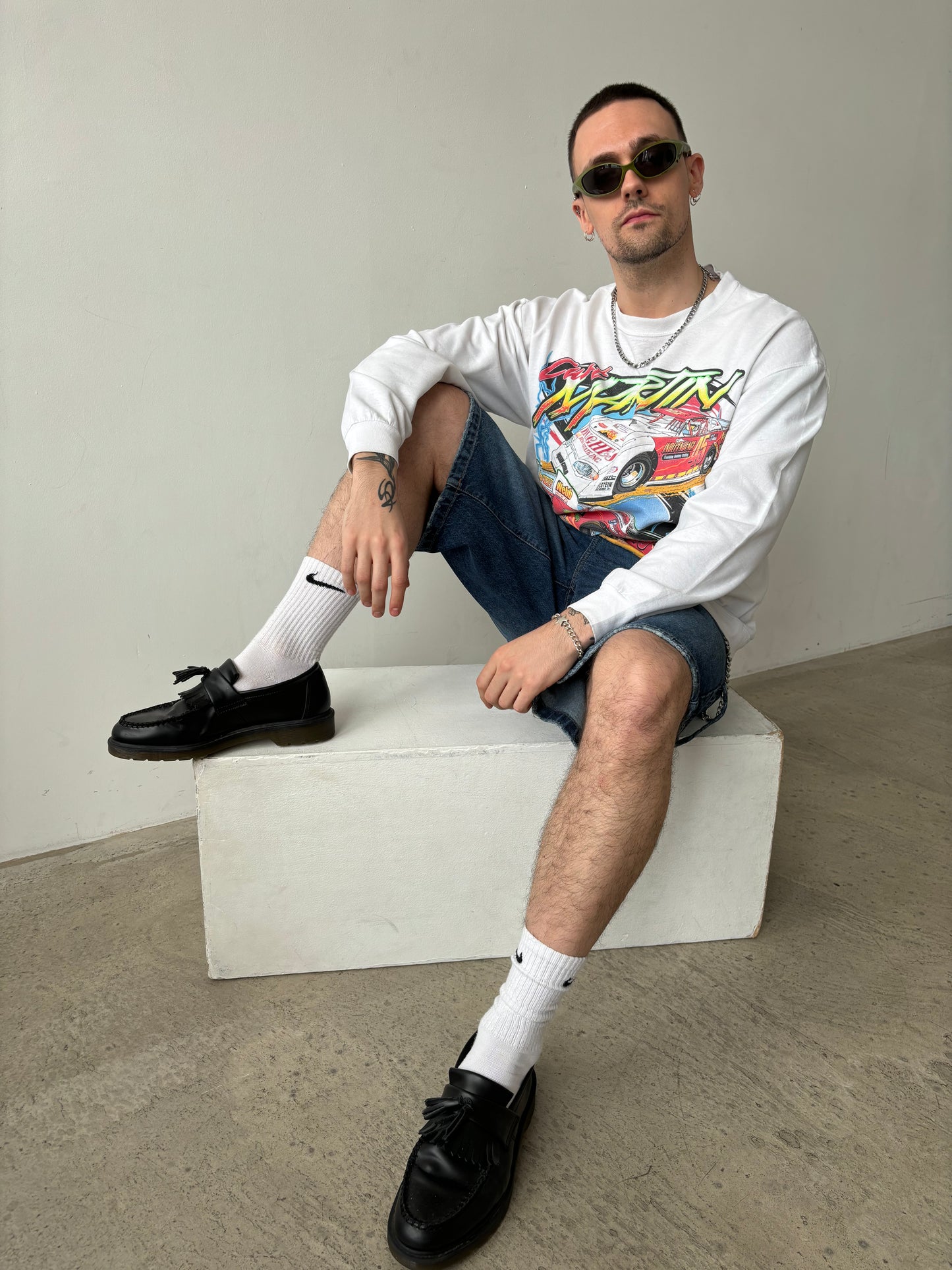 Vintage White Racer Sweatshirt
