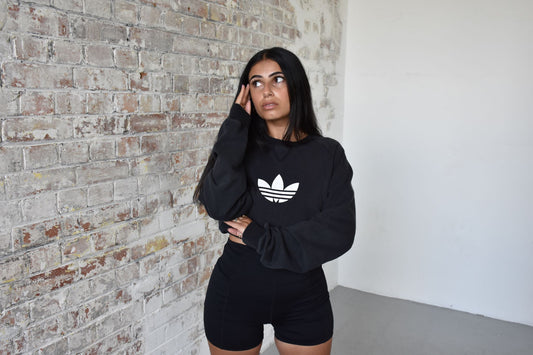 Vintage Reworked Cropped Adidas Sweatshirt in black