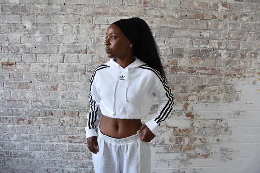 Vintage Cropped Adidas Sweatshirt in white