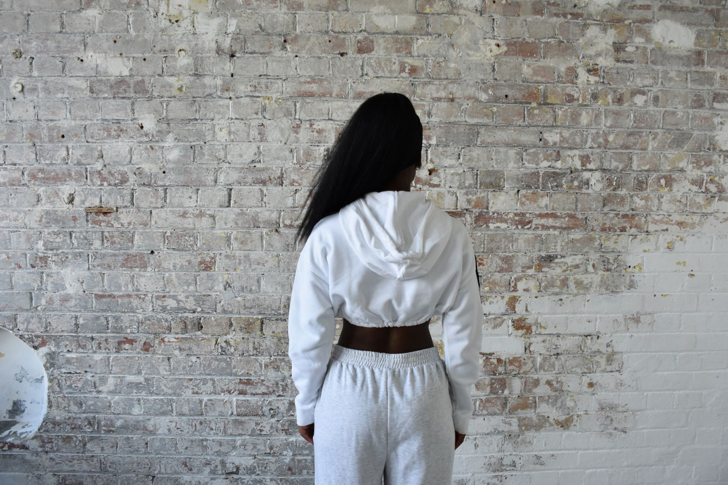 Vintage Cropped Adidas Sweatshirt in white