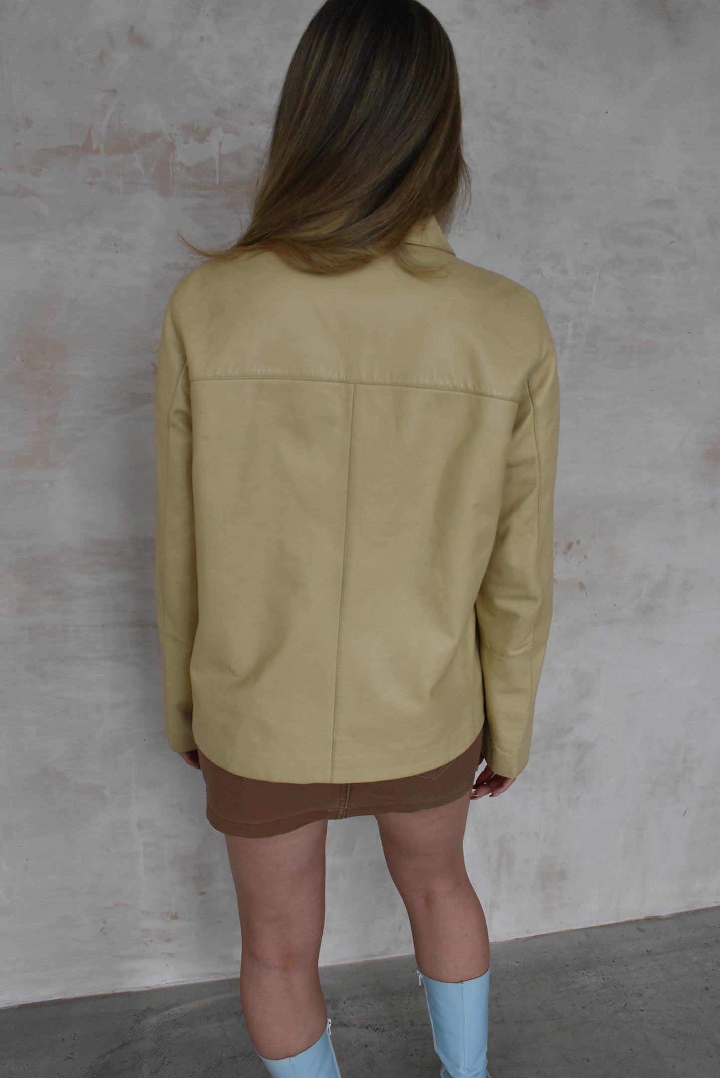 Vintage Y2K Cream Leather Jacket