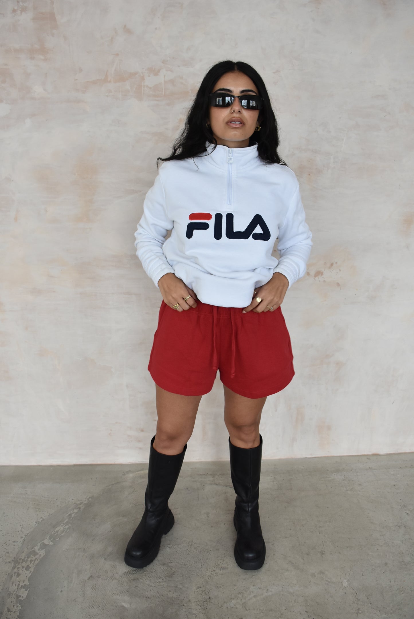 Vintage Fila Quarter Zip Jumper in White