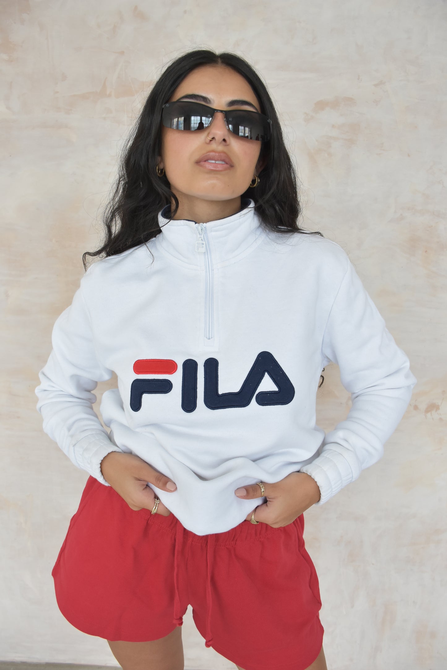 Vintage Fila Quarter Zip Jumper in White