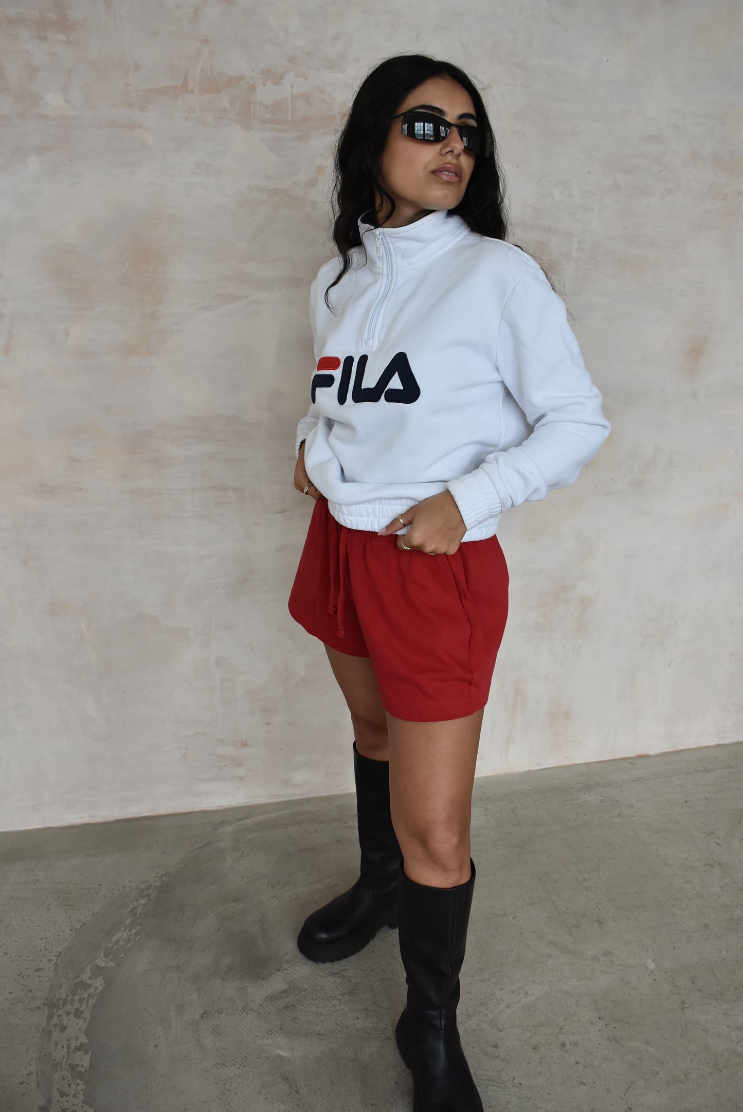 Vintage Fila Quarter Zip Jumper in White