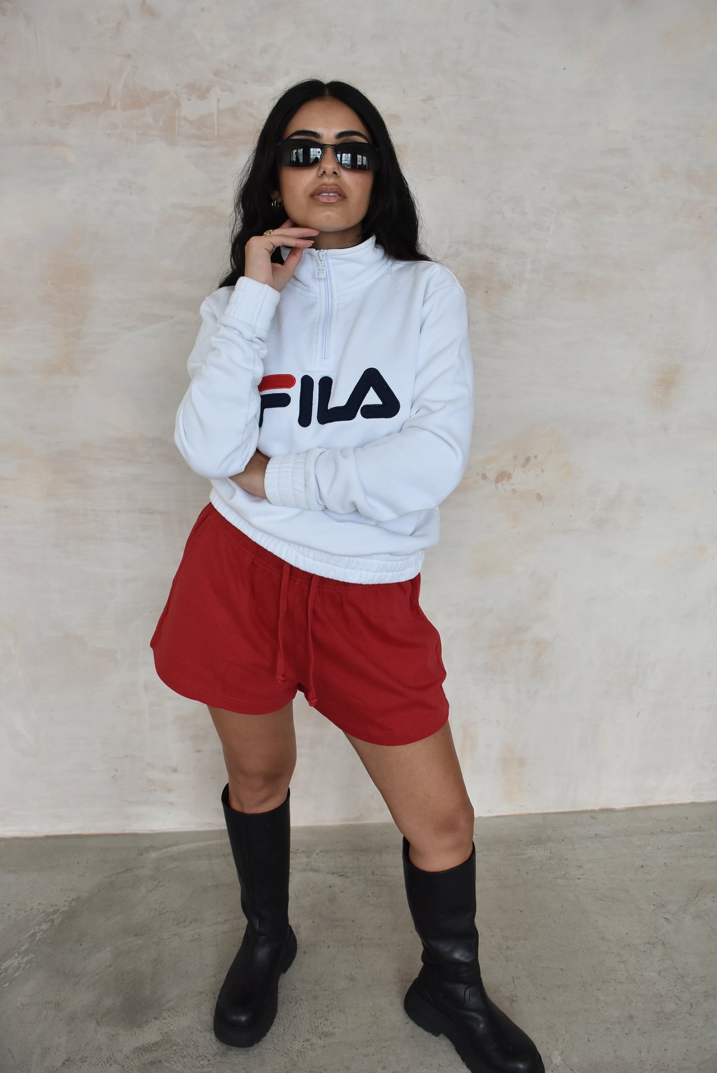 Vintage Fila Quarter Zip Jumper in White