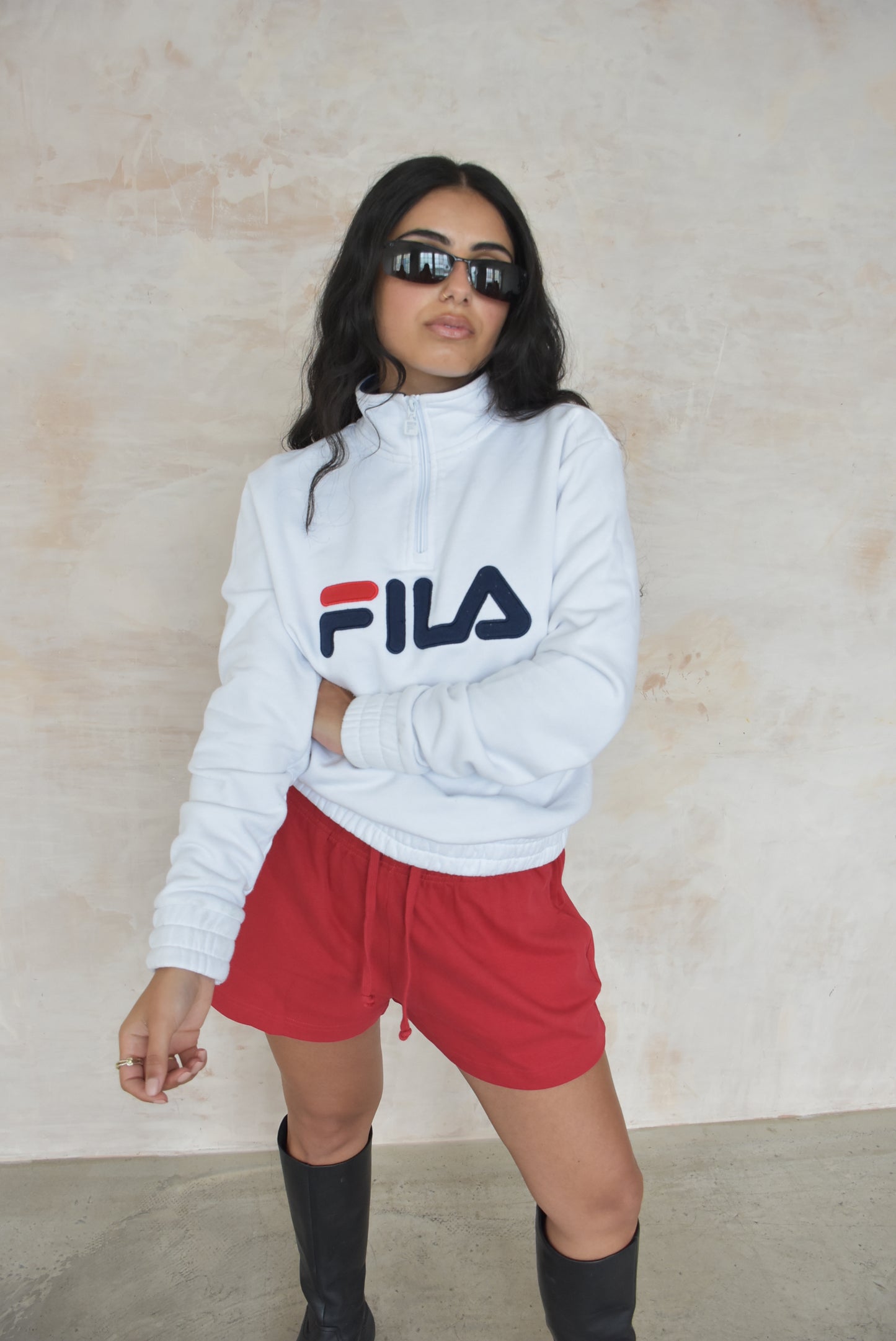 Vintage Fila Quarter Zip Jumper in White