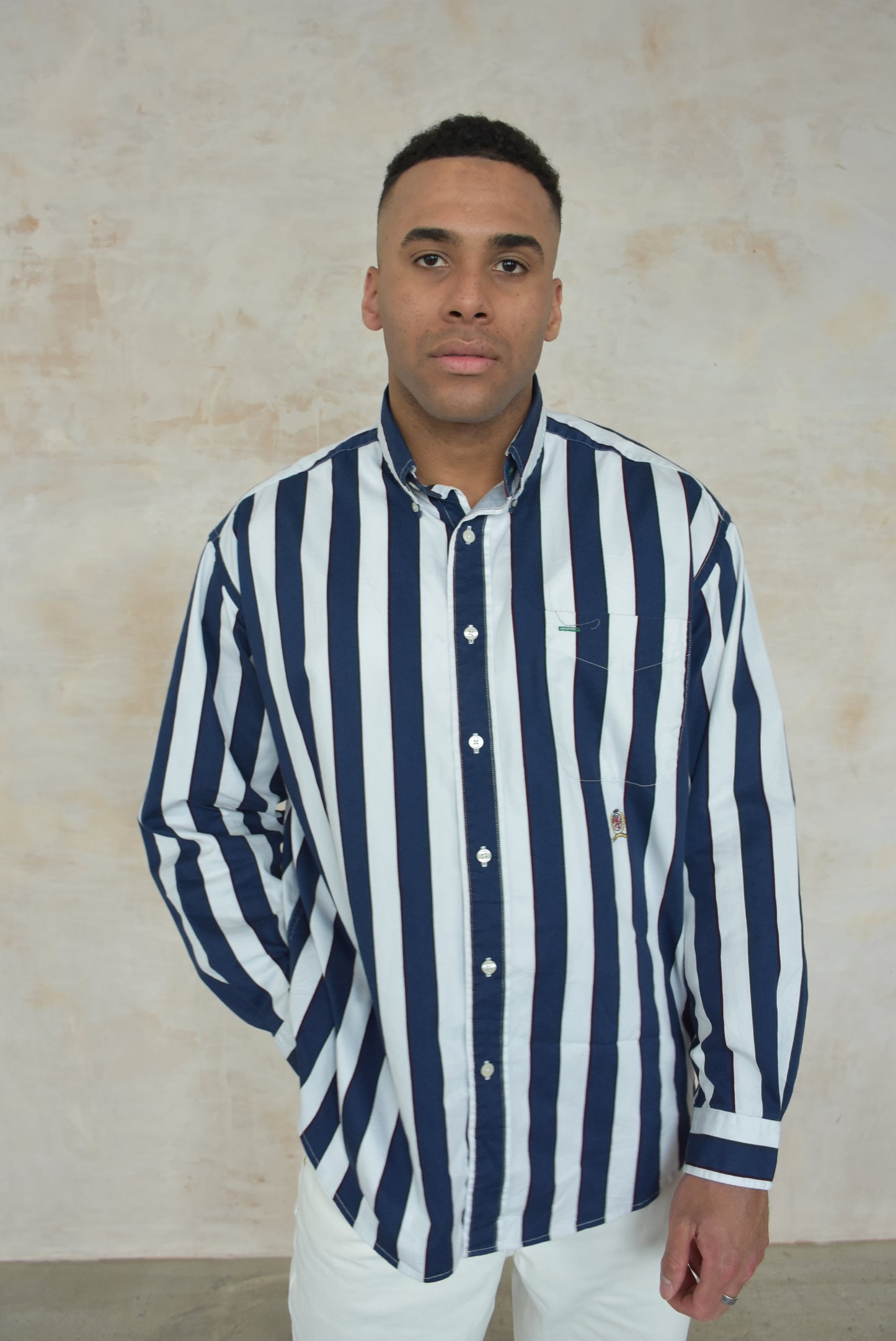 Vintage Tommy Hilfiger Striped Shirt in Navy and White