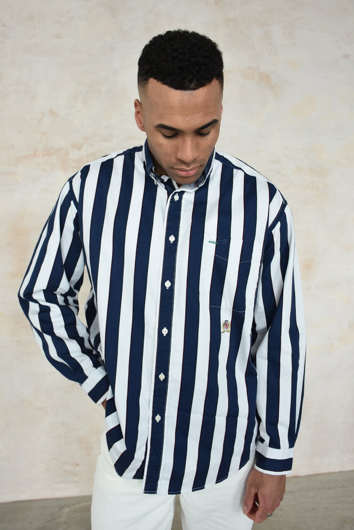 Vintage Tommy Hilfiger Striped Shirt in Navy and White