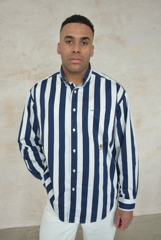 Vintage Tommy Hilfiger Striped Shirt in Navy and White