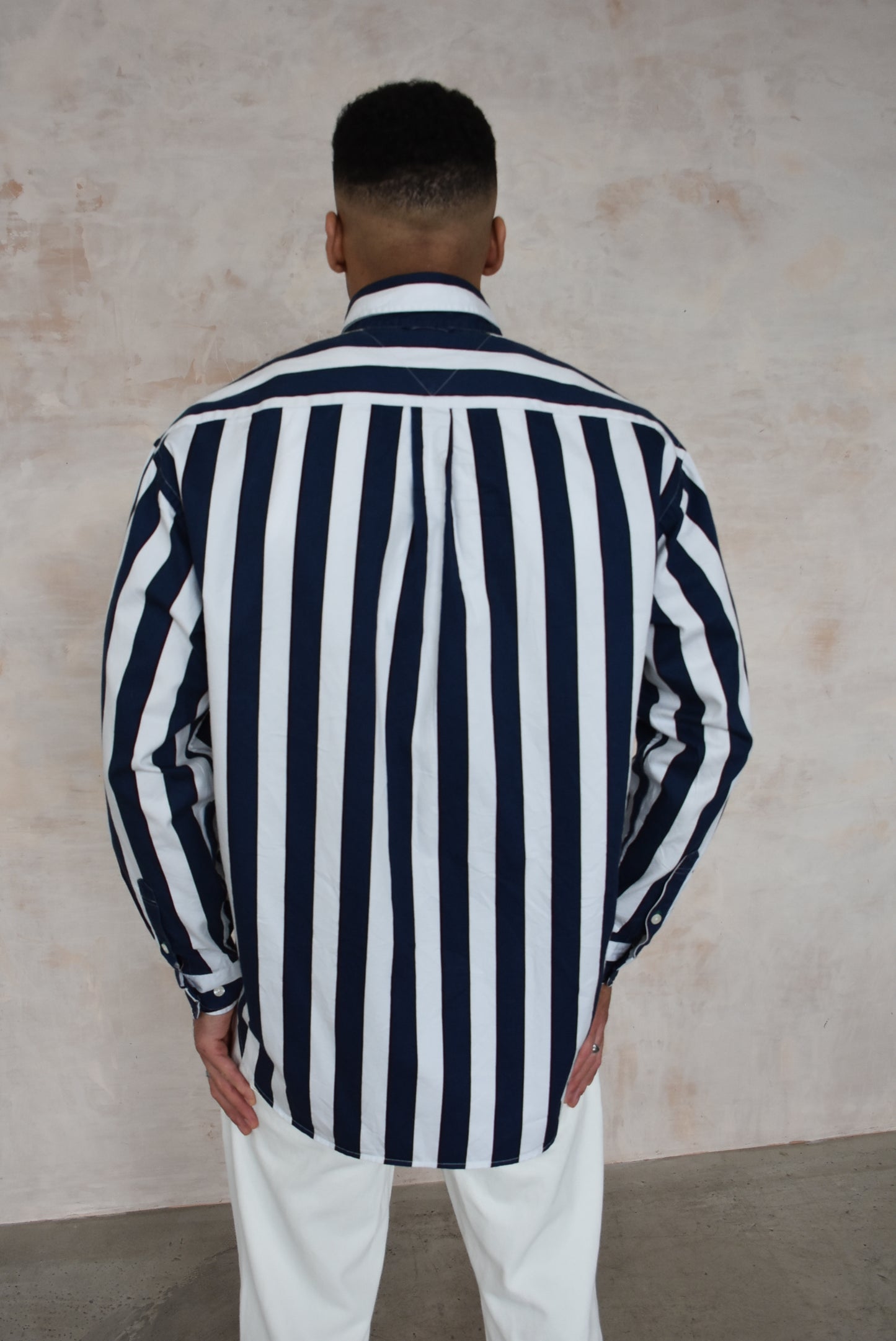 Vintage Tommy Hilfiger Striped Shirt in Navy and White