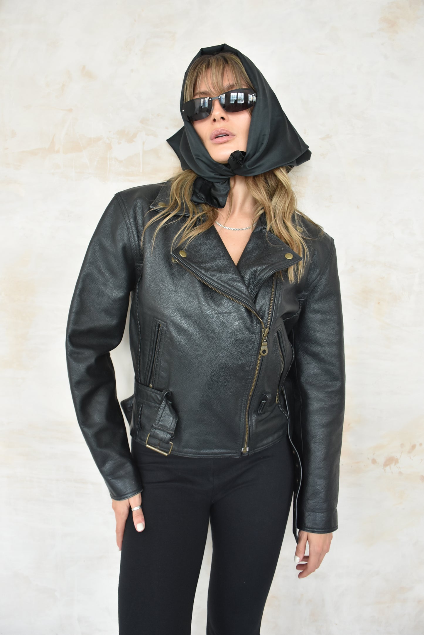 Vintage Black Leather Biker Jacket