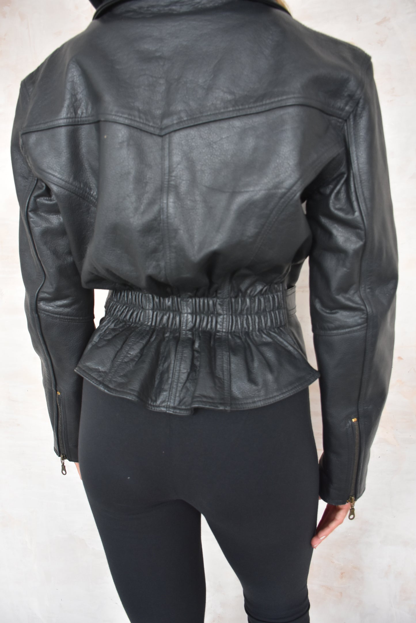 Vintage Black Leather Biker Jacket