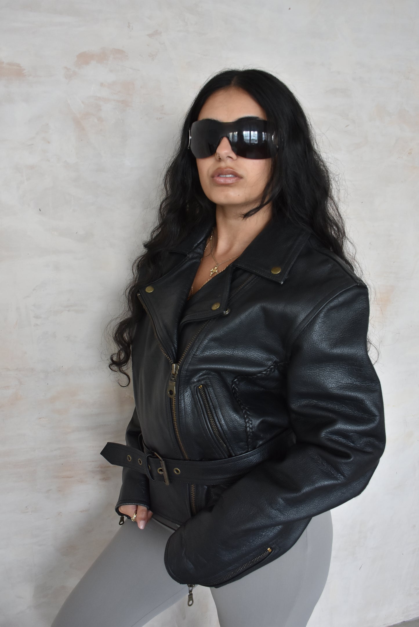 Vintage Black Leather Biker Jacket