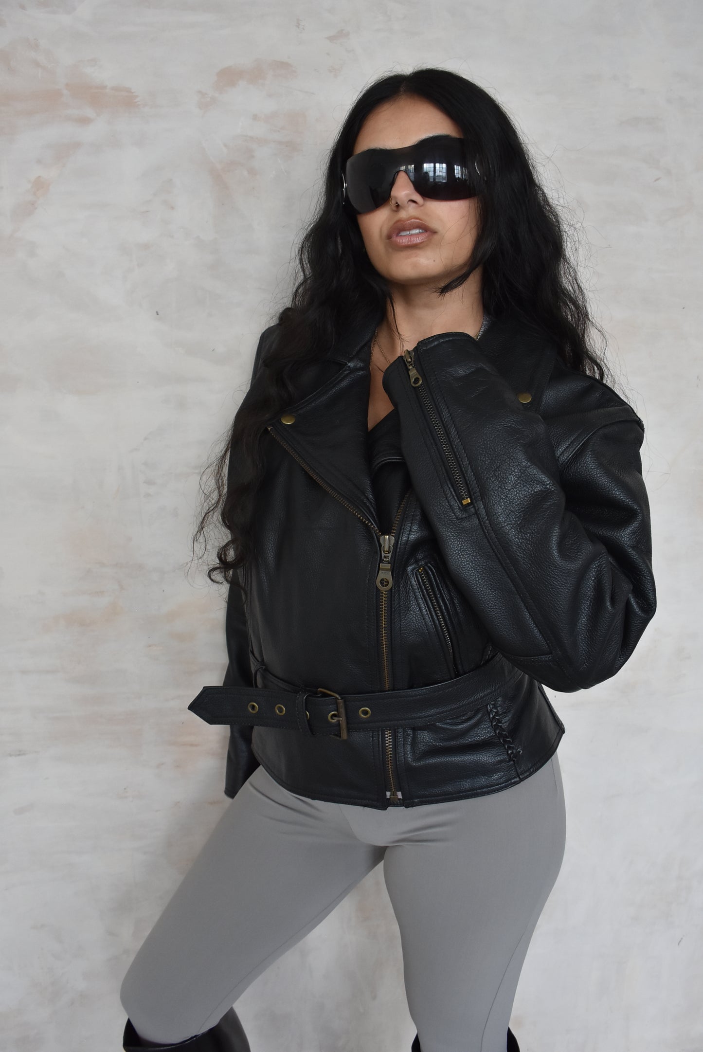 Vintage Black Leather Biker Jacket