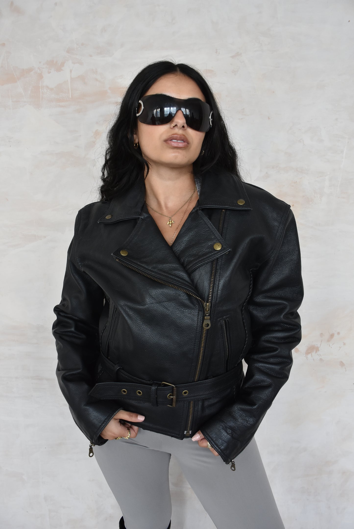 Vintage Black Leather Biker Jacket