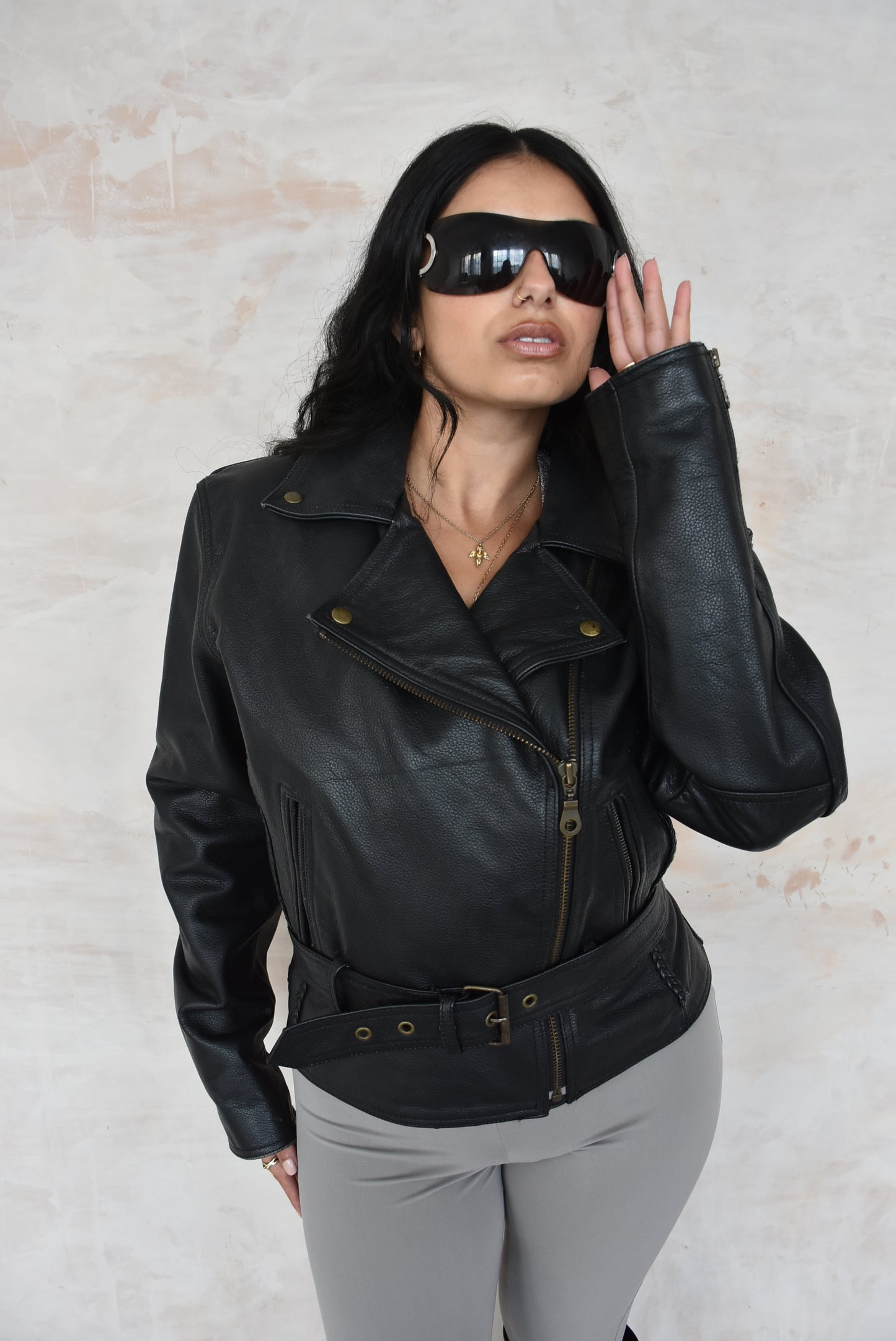 Vintage Black Leather Biker Jacket