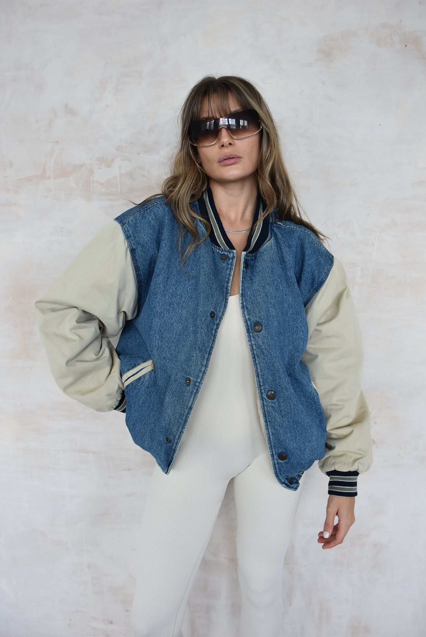 Vintage Denim Varsity Jacket