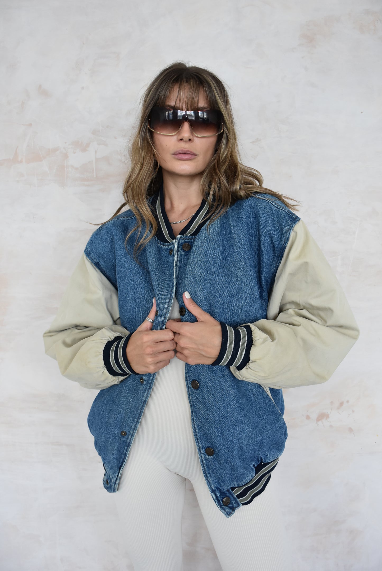 Vintage Denim Varsity Jacket