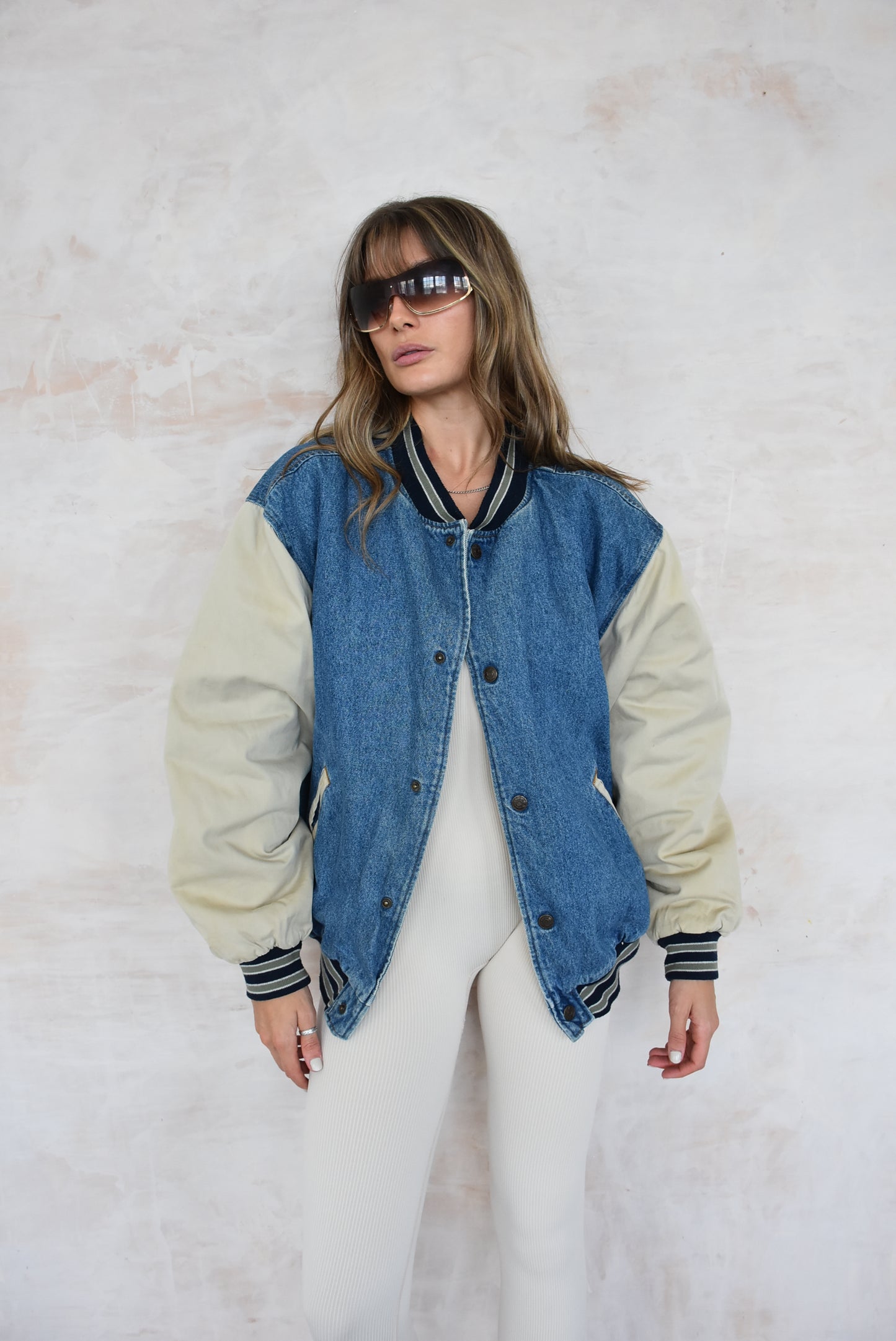 Vintage Denim Varsity Jacket