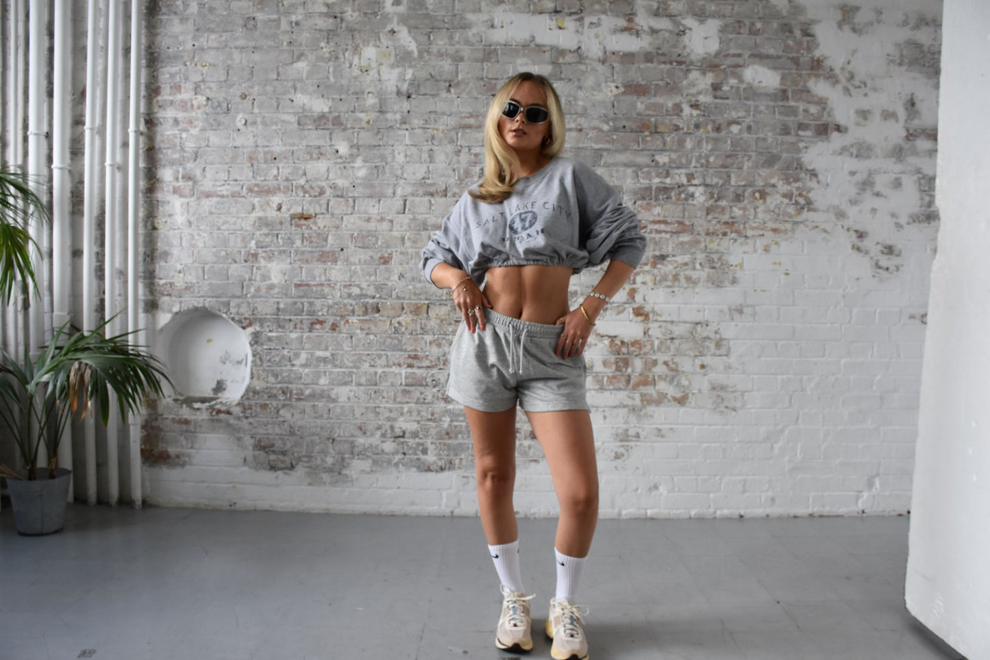 Vintage Reworked Cropped Sweatshirt in Grey