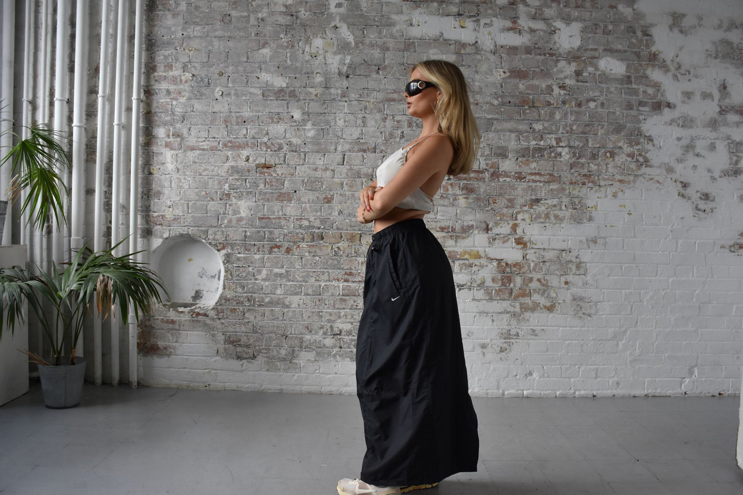 Vintage Nike Parachute Skirt in Black