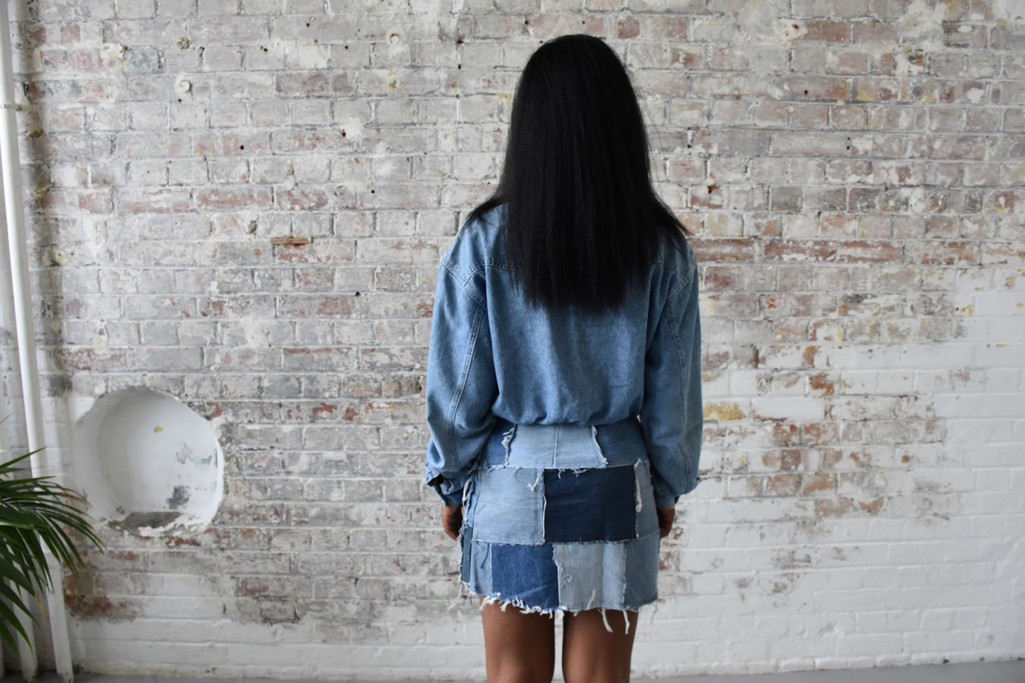 Vintage Reworked Cropped Denim Shirt