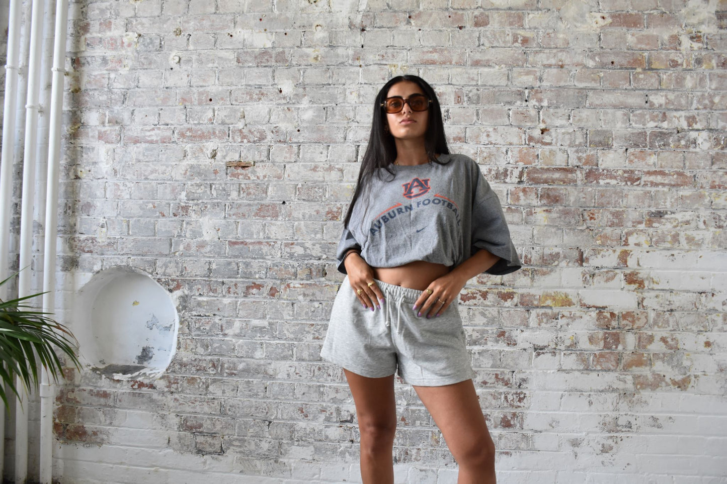 Vintage Reworked Nike Cropped T-shirt in Grey