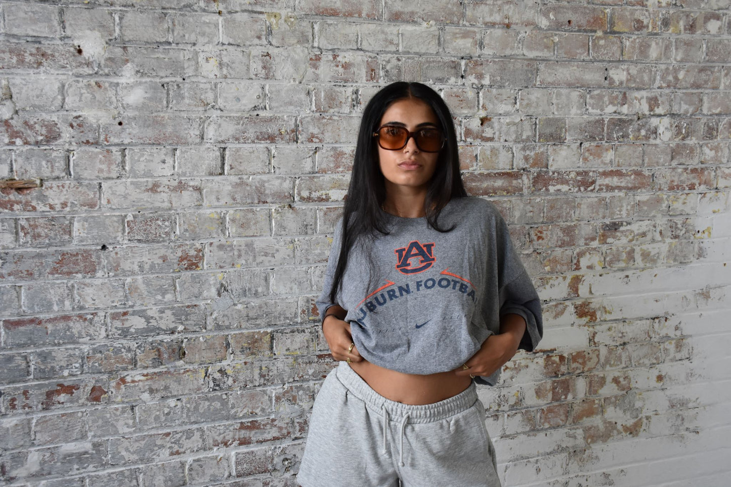 Vintage Reworked Nike Cropped T-shirt in Grey