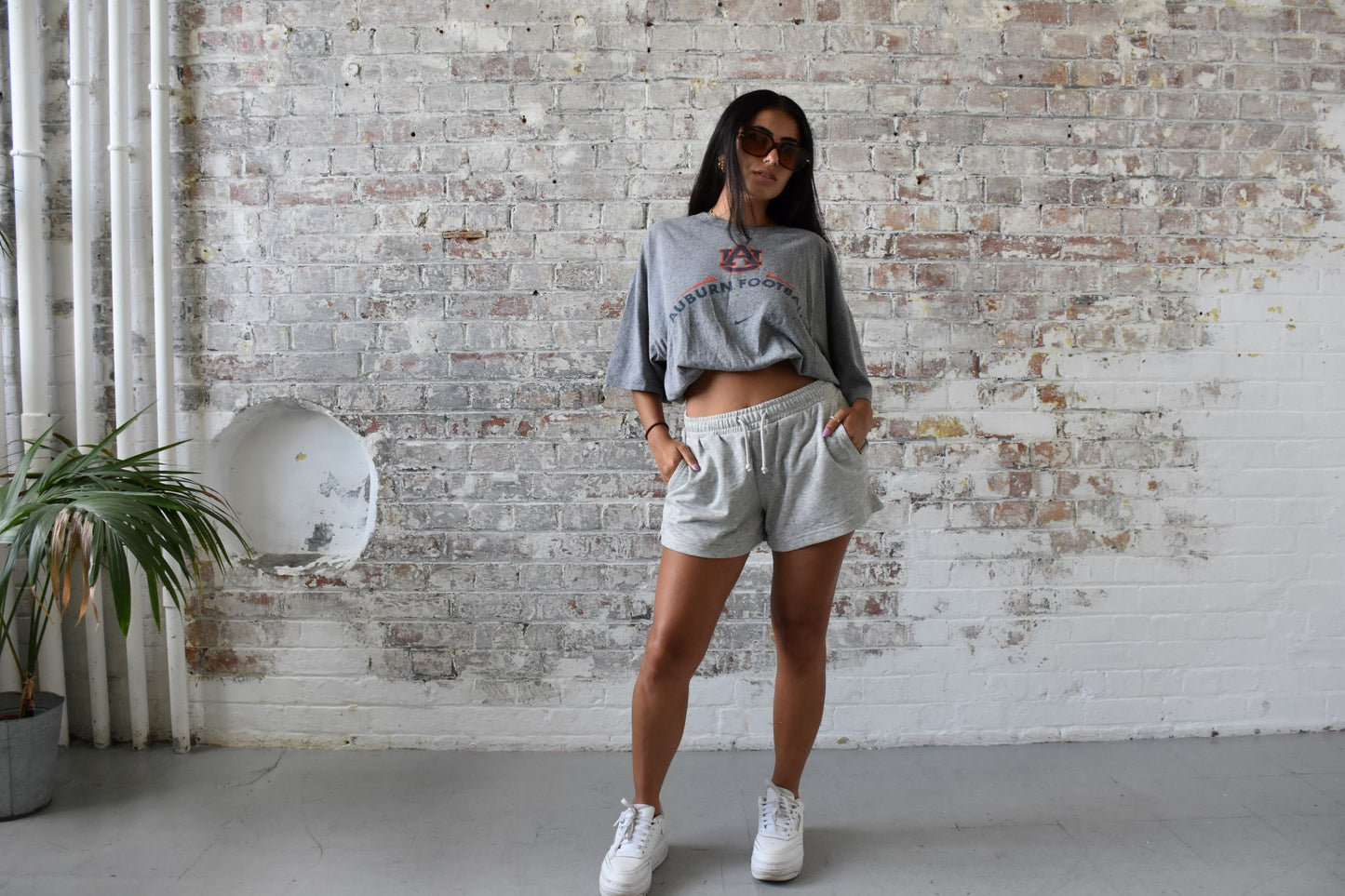 Vintage Reworked Nike Cropped T-shirt in Grey