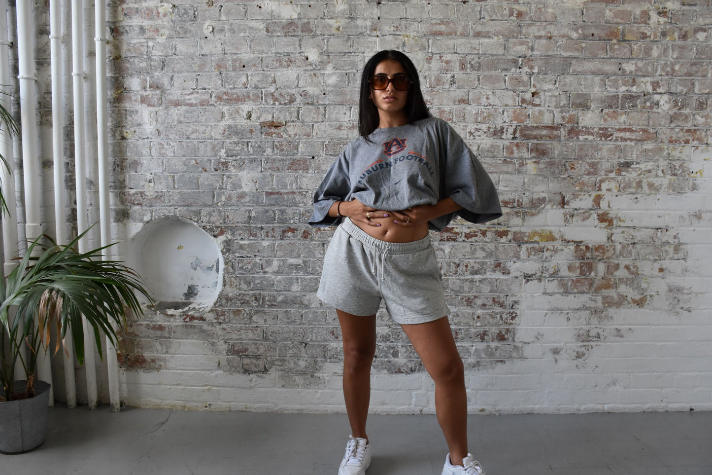 Vintage Reworked Nike Cropped T-shirt in Grey