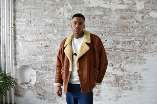 Vintage Shearling Coat in Tan