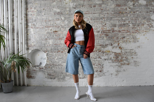 Vintage American Athletics Varsity Jacket in black and red