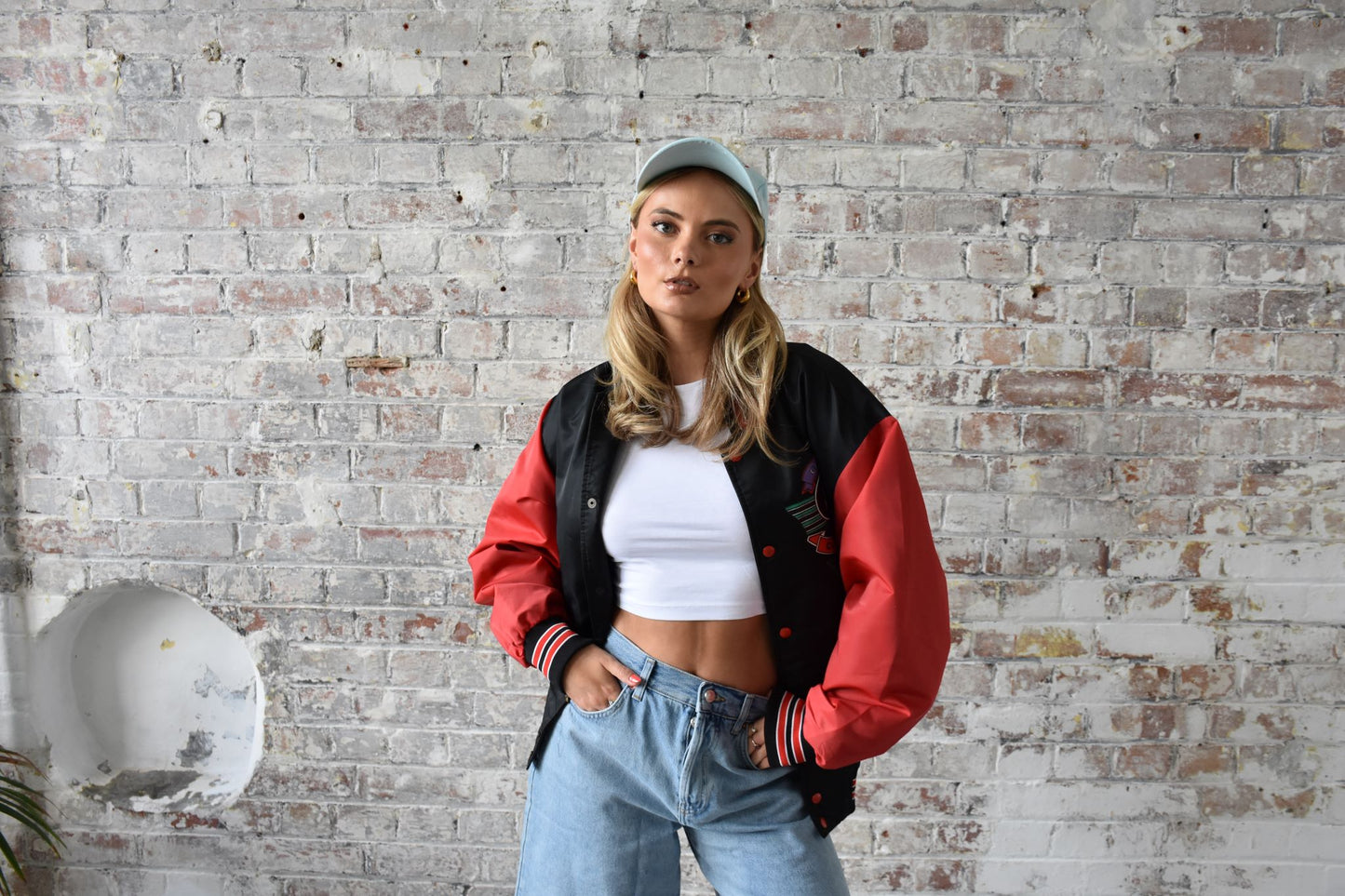 Vintage American Athletics Varsity Jacket in black and red