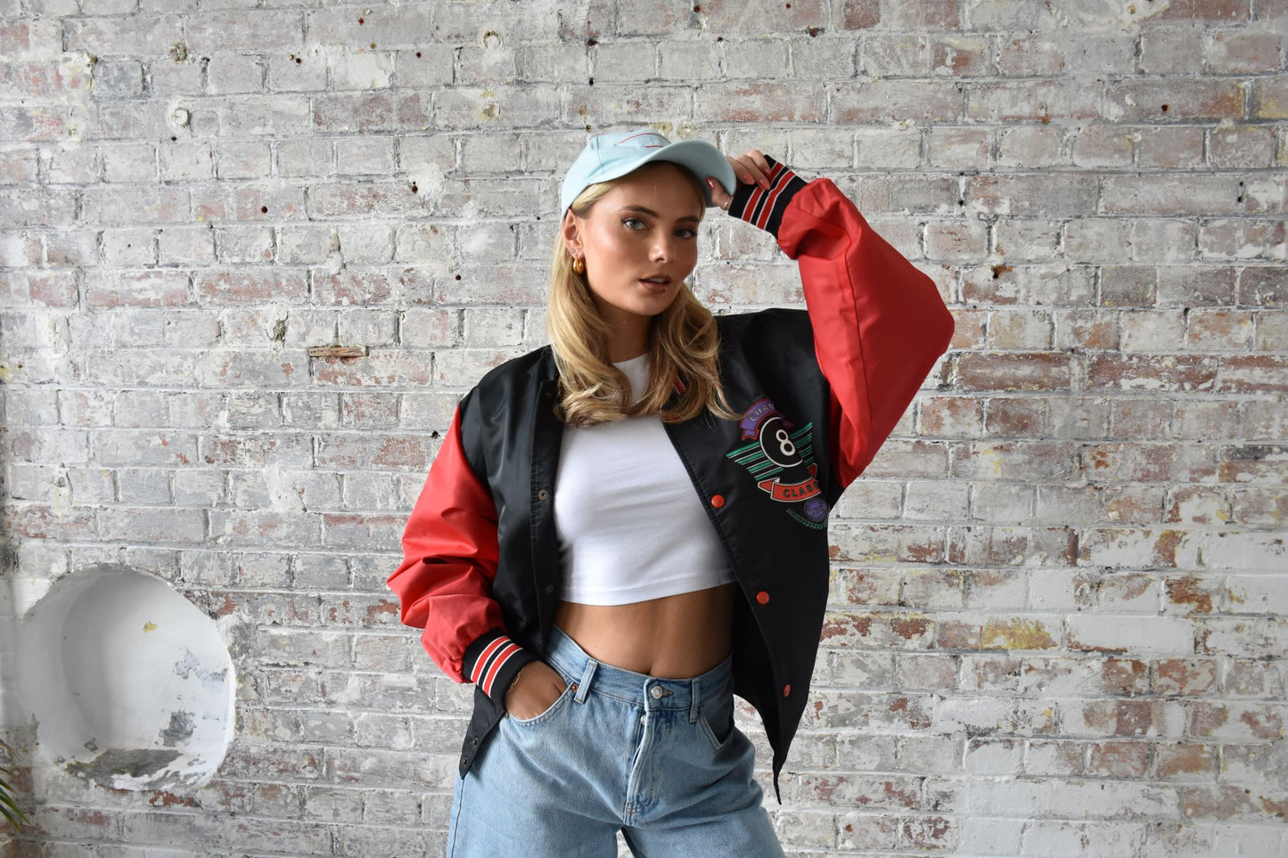 Vintage American Athletics Varsity Jacket in black and red