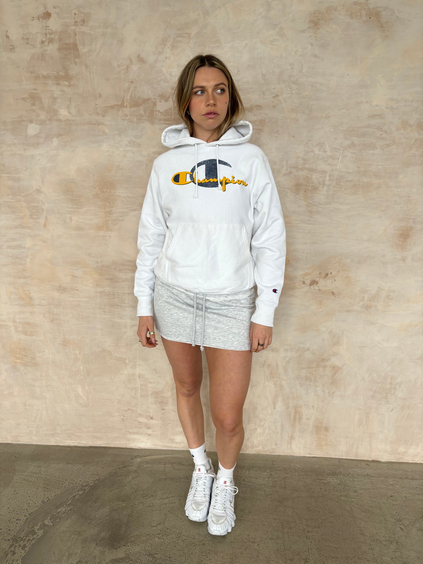 Vintage Champion Hoodie in White