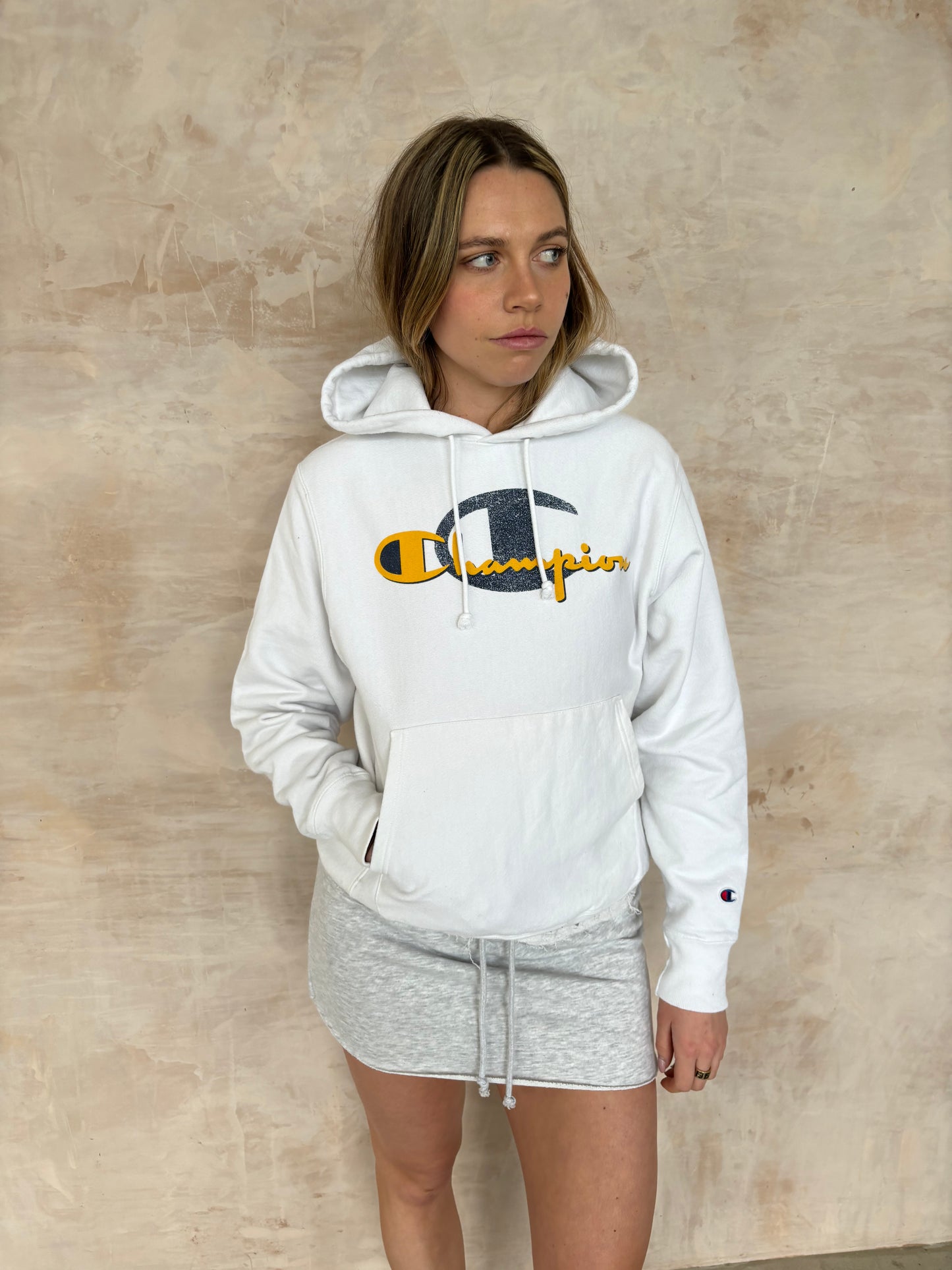 Vintage Champion Hoodie in White