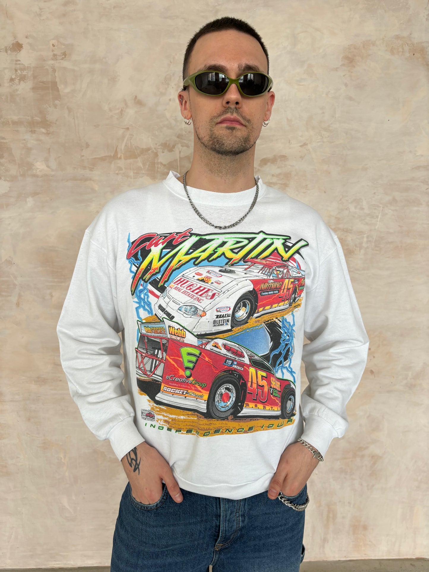 Vintage White Racer Sweatshirt