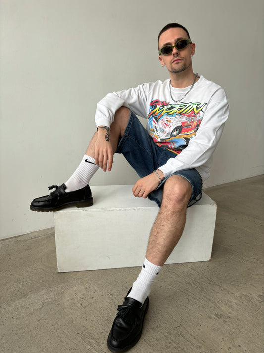 Vintage White Racer Sweatshirt