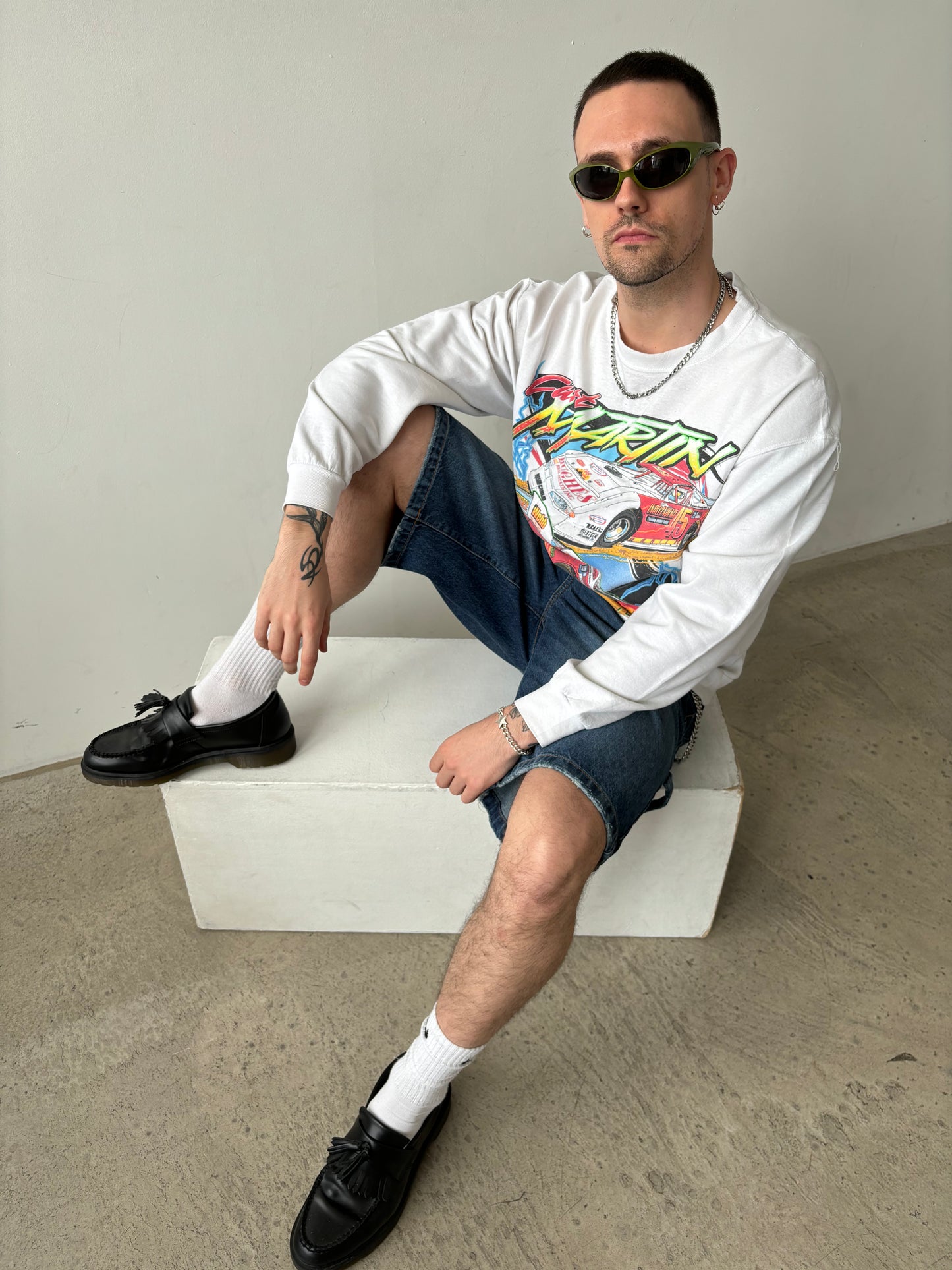 Vintage White Racer Sweatshirt