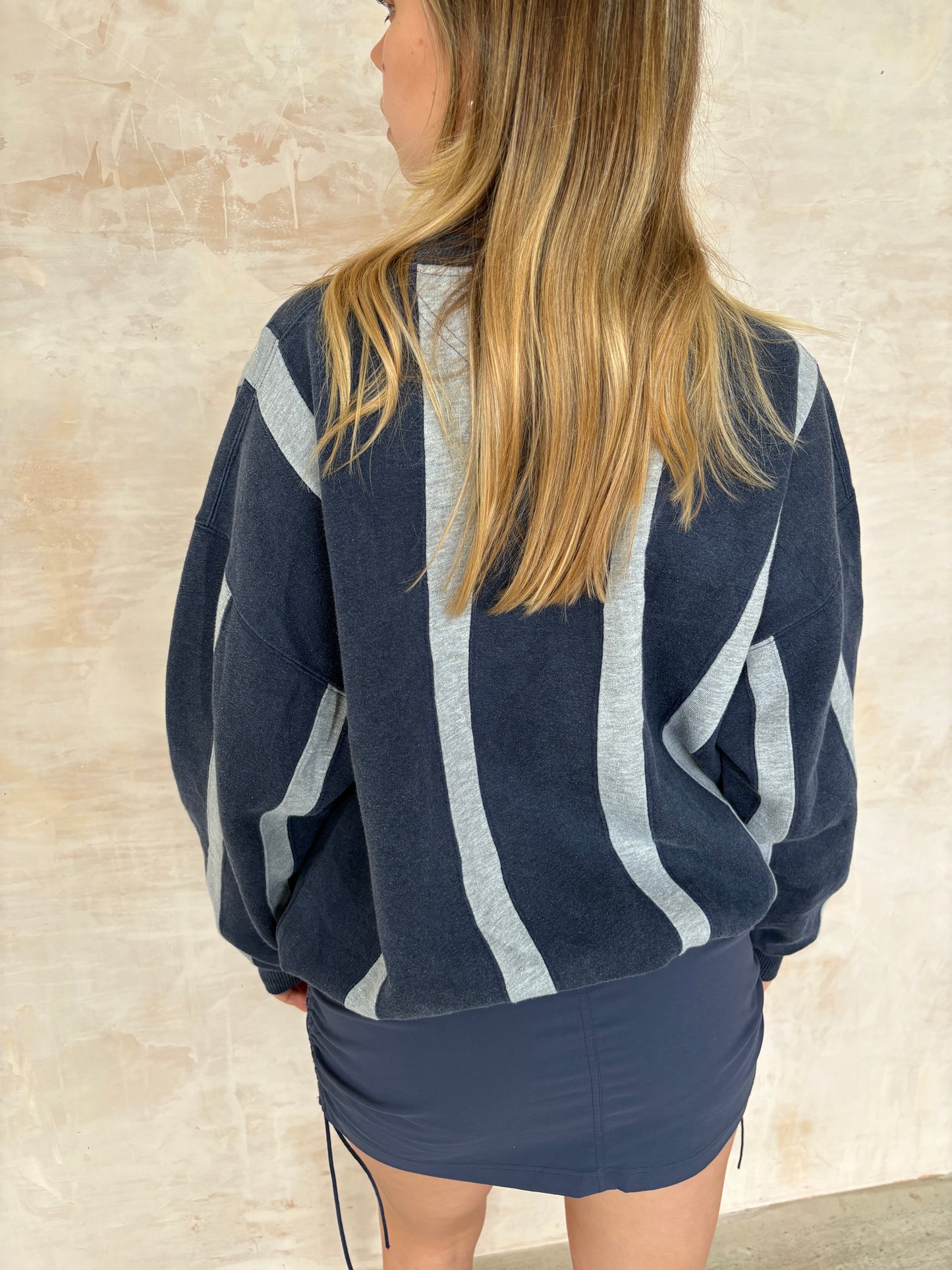 Vintage Striped Sweatshirt in Grey & Navy