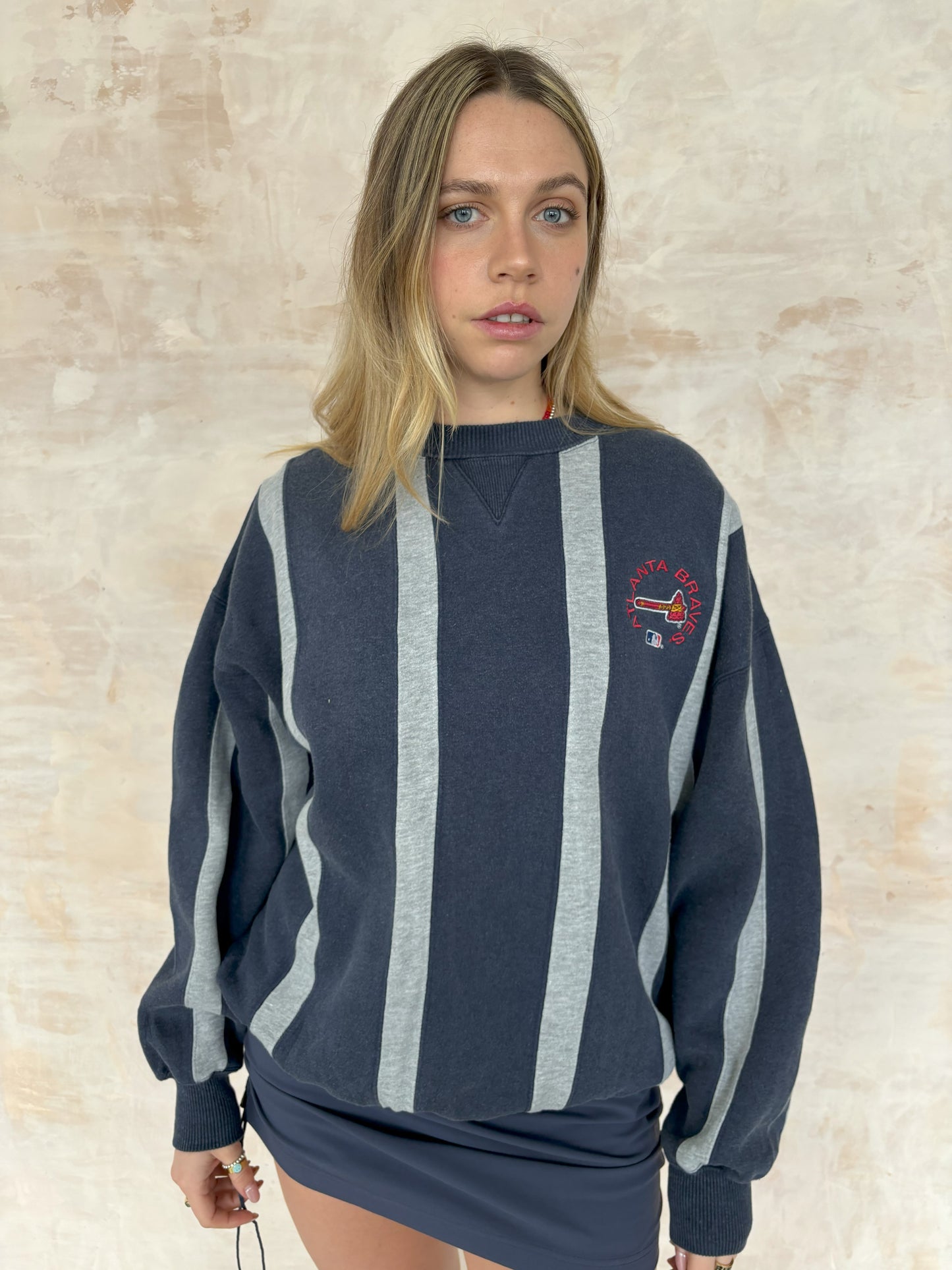 Vintage Striped Sweatshirt in Grey & Navy