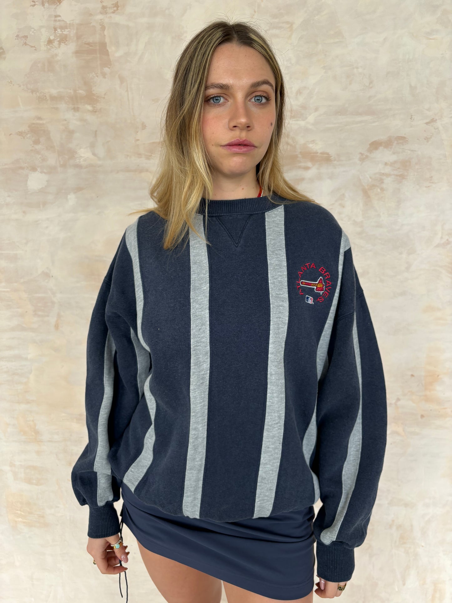 Vintage Striped Sweatshirt in Grey & Navy