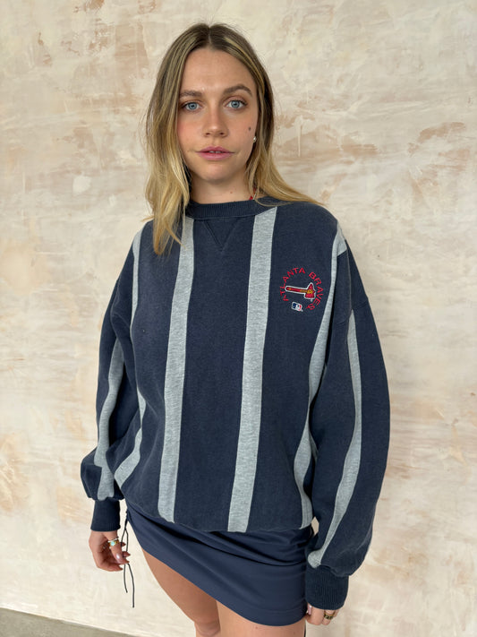 Vintage Striped Sweatshirt in Grey & Navy